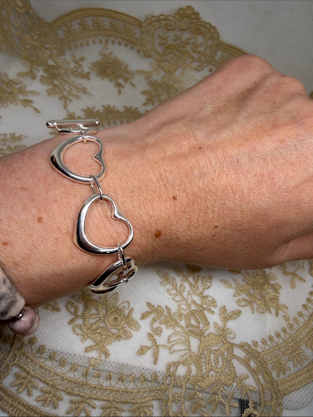 925 Sterling Silver Open Heart Toggle Bracelet – Sculptural Romantic Statement